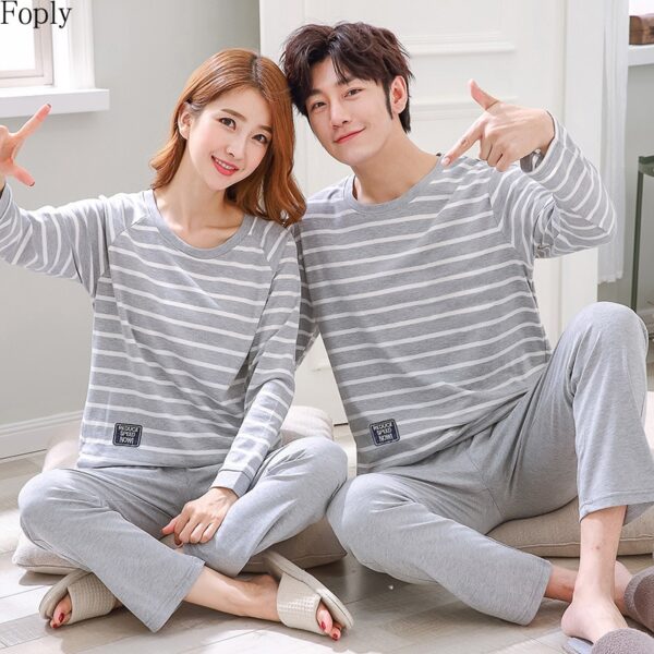 couples 100% cotton plus size sleepwear set