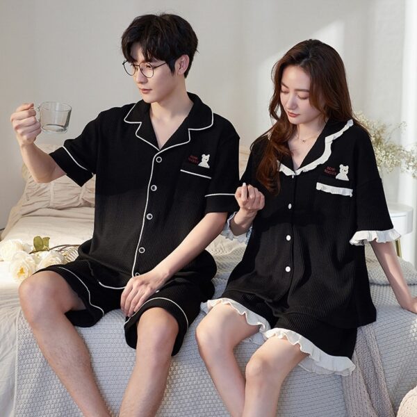 couples short sleeve cotton pajamas set