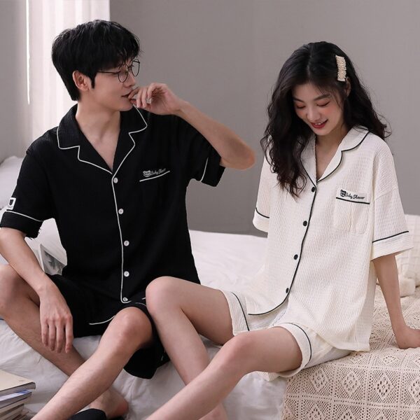 couples short sleeve cotton pajamas set