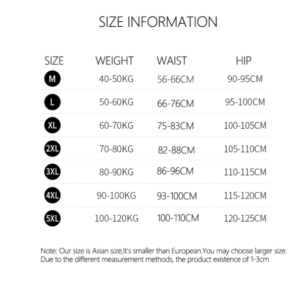 plus size cotton high waist slimming seamless briefs size chart