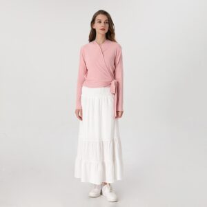 High-Quality Wrap Ribbed Tie Long Sleeve T-Shirt Top