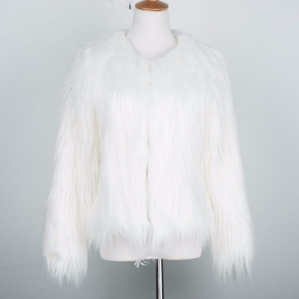 women's flax fur collarless coat