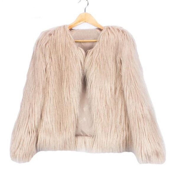 women's flax fur collarless coat