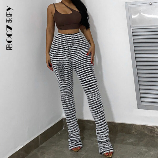 striped knitted pants for women