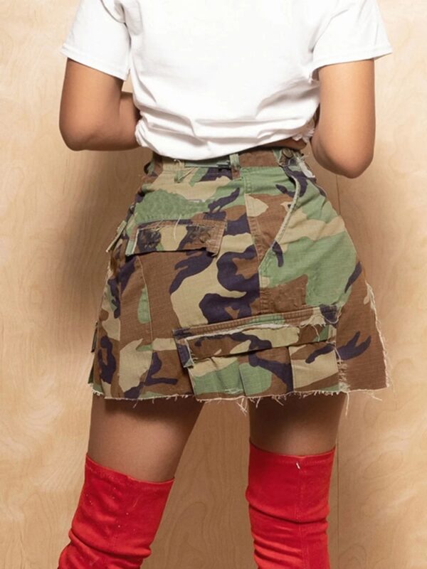 A-line split high waist camouflage mini skirt