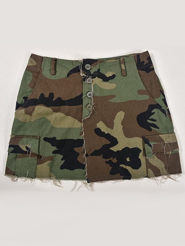 A-line split high waist camouflage mini skirt