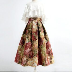 High-End Jacquard Hollow Out Elastic Waist Skirt