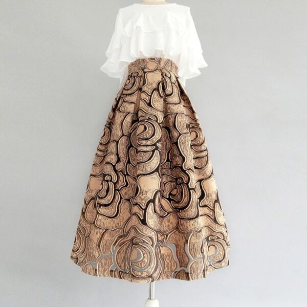 women's printed hollow out elastic waist skirt