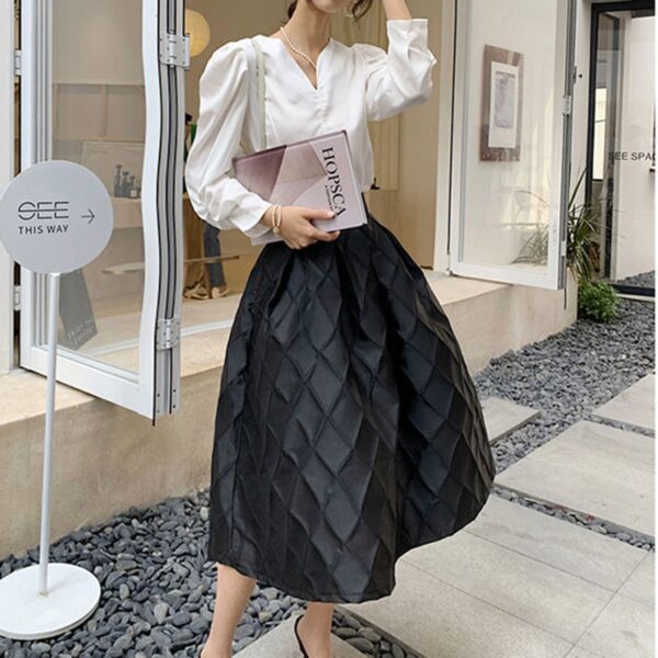 women's printed hollow out elastic waist skirt