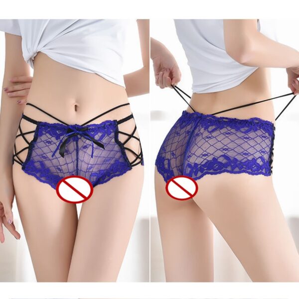 purple high waist sexy lace hollow out panties