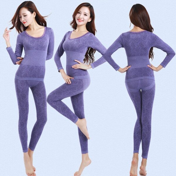 ladies body shaped slim thermal winter purple long johns