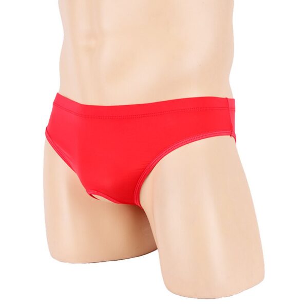 red ice silk open crotch briefs for men