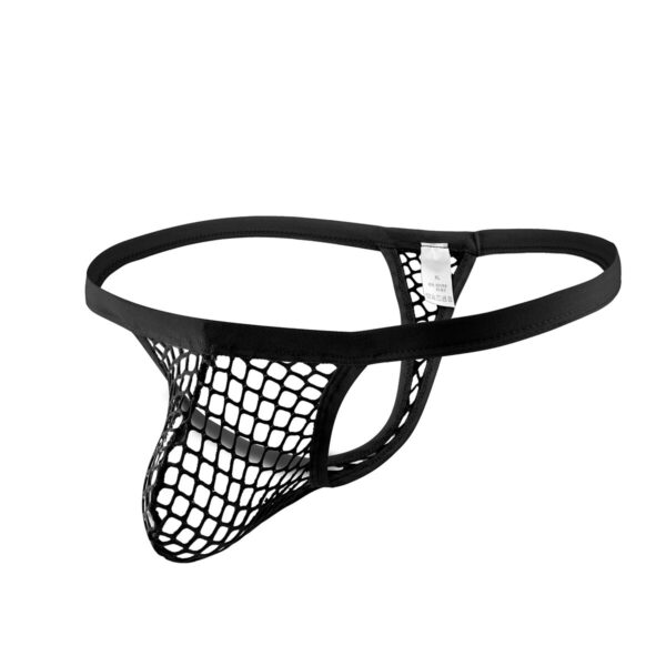 black low rise mesh g-string t-back thong for men