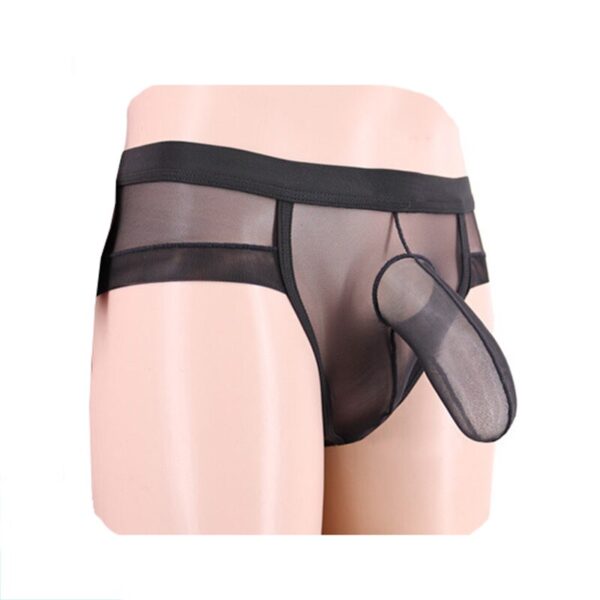 black see-through mesh elephant nose panties for men