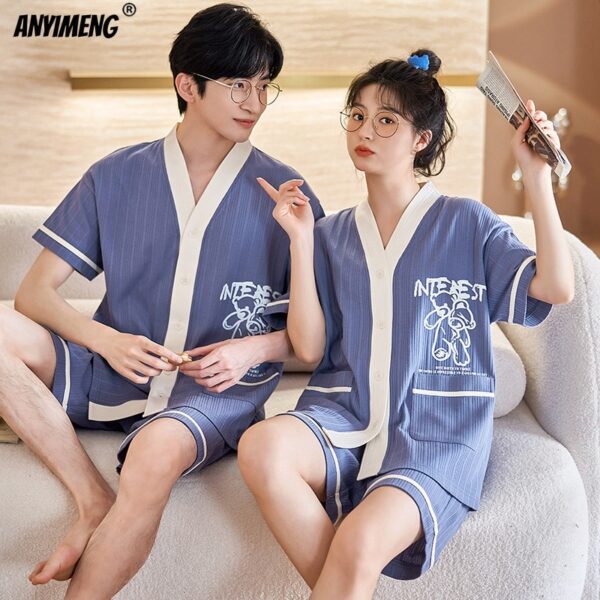 couples printed shorts, short sleeve pajamas