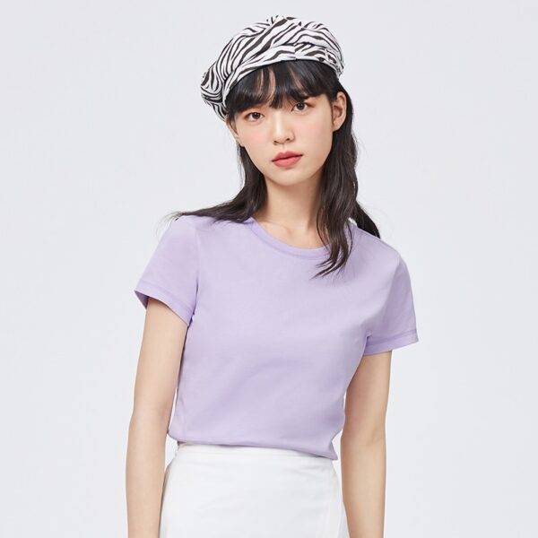 purple short sleeve o-neck cotton t-shirt