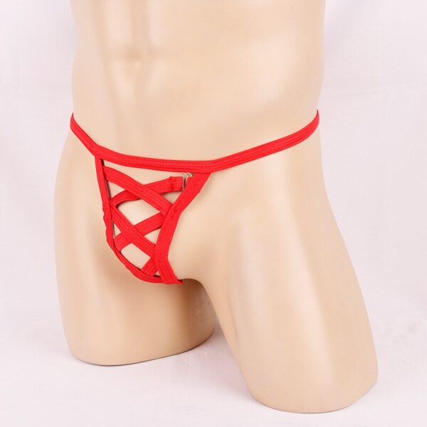 red lace front g-string lingerie for men