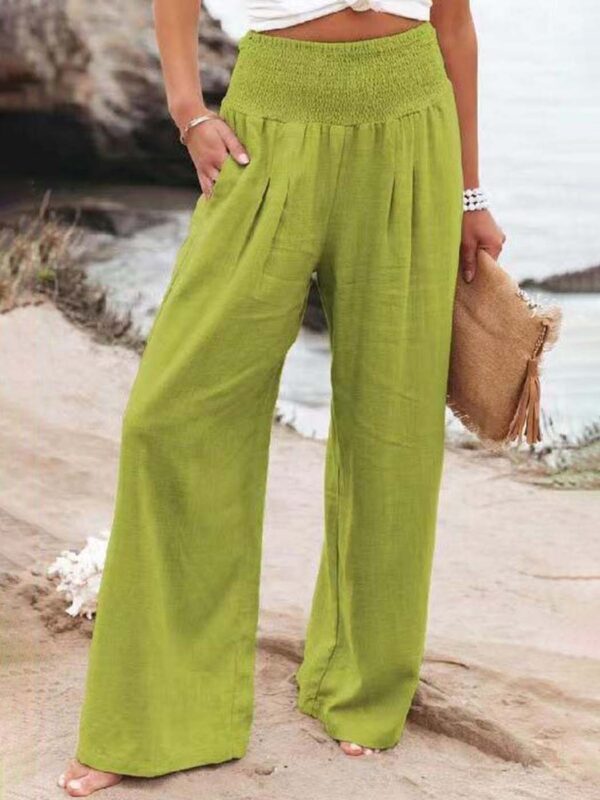 light green wide leg casual loose pants for women