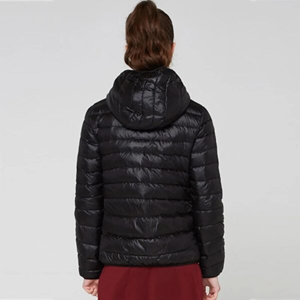 black ultra light duck down coat for women