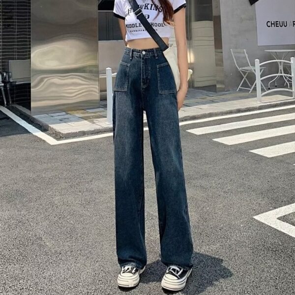 women's high waist vintage straight leg denim jeans