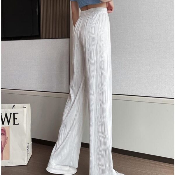 women's white water ripple wide leg streetwear pants