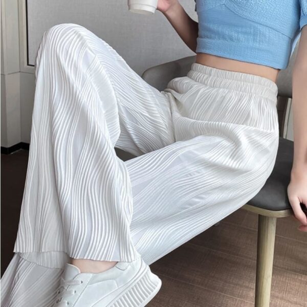 women's white water ripple wide leg streetwear pants