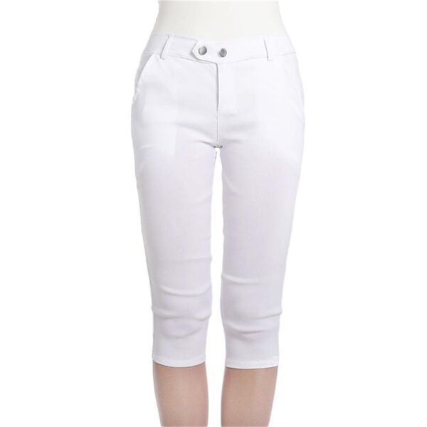 ladies white pencil leg pants with pockets