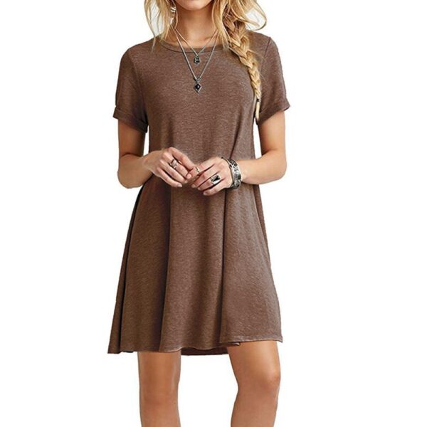 brown casual boho mini beach dress