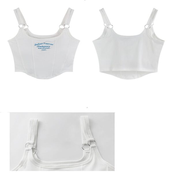 women's white sleeveless vest t-shirt camisole crop top with padded bra