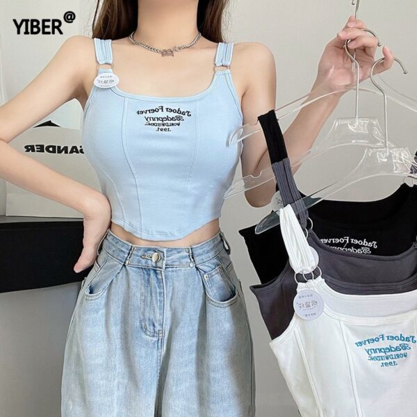women's sleeveless vest t-shirt camisole crop top with padded bra