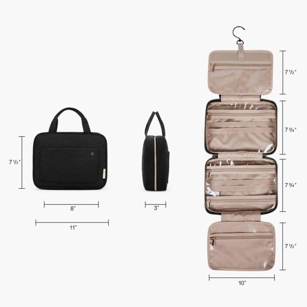 unisex water-resistant hanging makeup, toiletries, cosmetic bag size chart