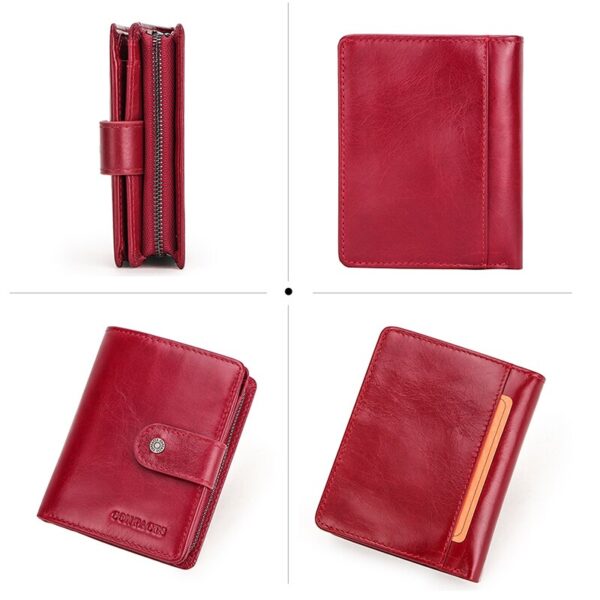 unisex genuine leather RFID blocking wallet red