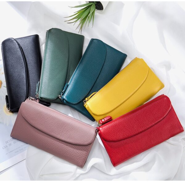 women's genuine leather long clutch wallet 6 colours