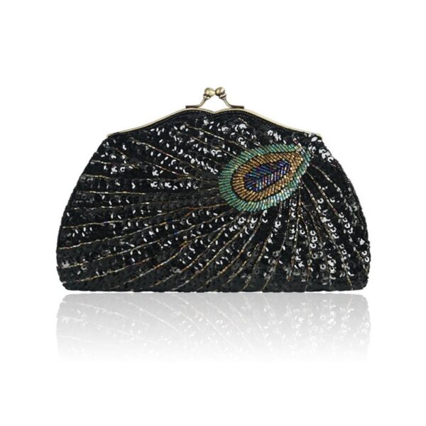 women's glitter peacock pattern clutch bag