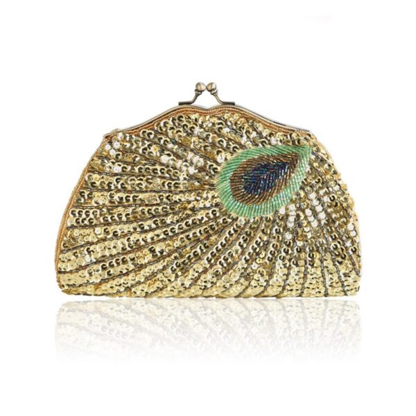 women's glitter peacock pattern clutch bag