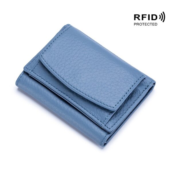 small ladies genuine leather wallet light blue