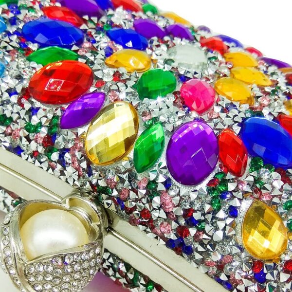 women's multicolour rhinestone evening clutch purse
