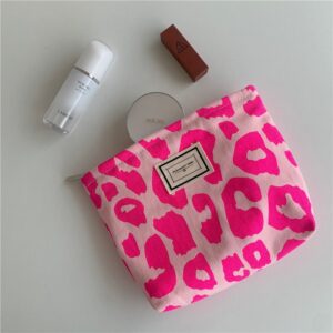 Pink Leopard Print Women’s Cosmetic Bag