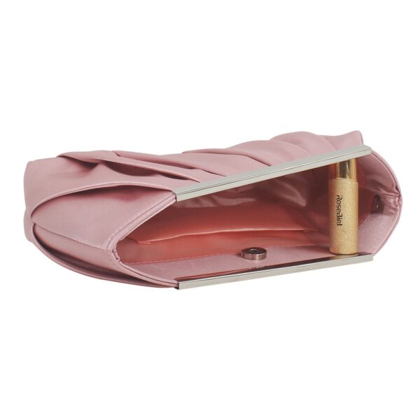 women's solid pink silk satin clutch evening bag