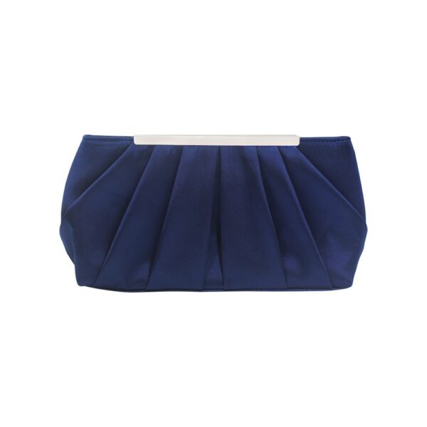 women's solid blue silk satin clutch evening bag