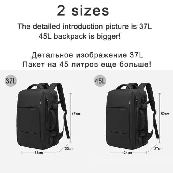 men's black travel backpack 2 sizes
