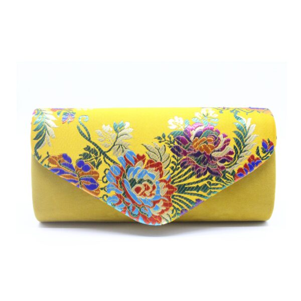 vintage suede embroidered flower clutch bag