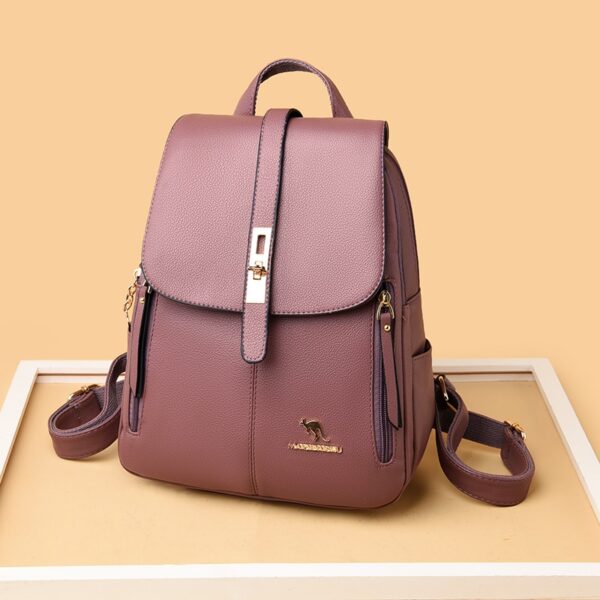 women's pink leather backpack shoulder bag