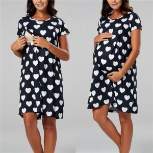 Maternity Breastfeeding Nursing Short-Sleeve Nightgown