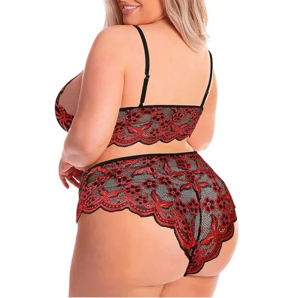 plus size lingerie bra and brief set red