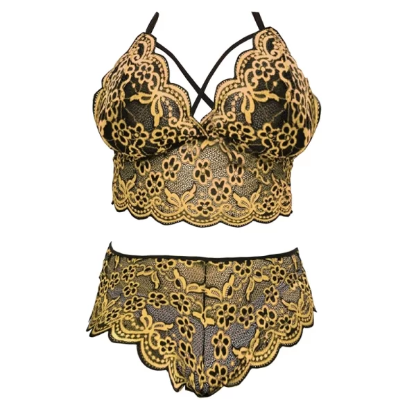 plus size lingerie bra and brief set yellow