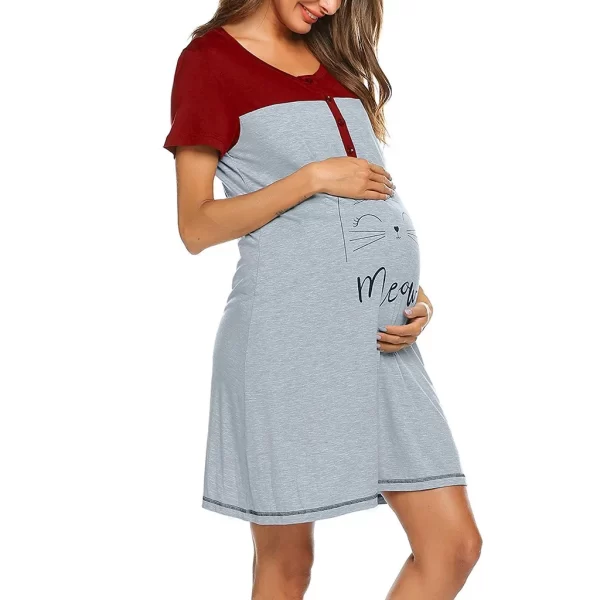 short sleeve maternity nursing breastfeeding nightdress