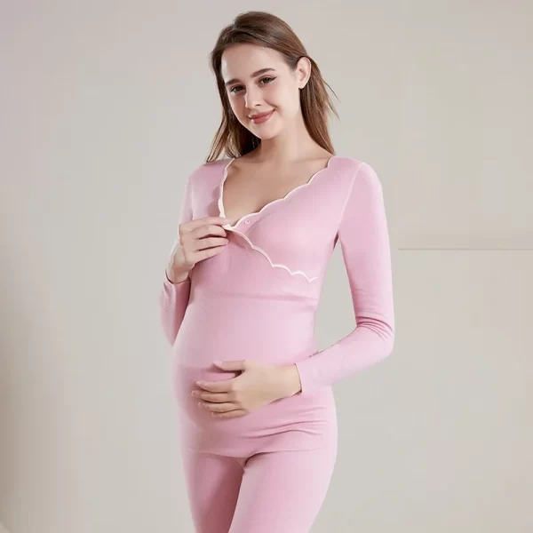 women's thermal underwear set pink