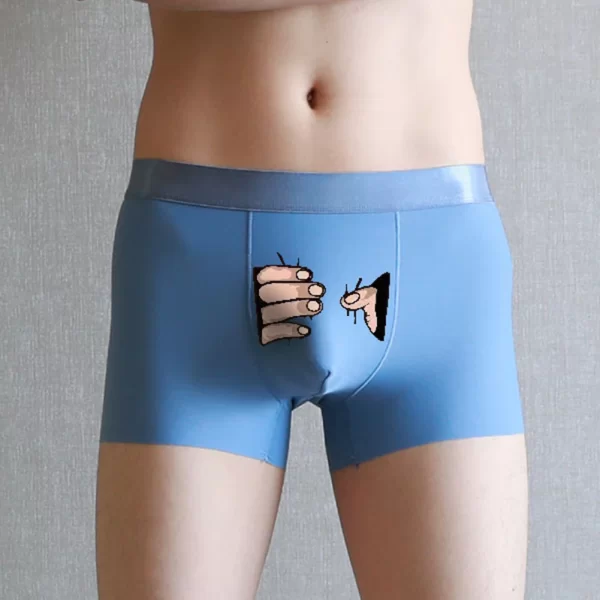 cartoon printed men's boxer brief underpants light blue