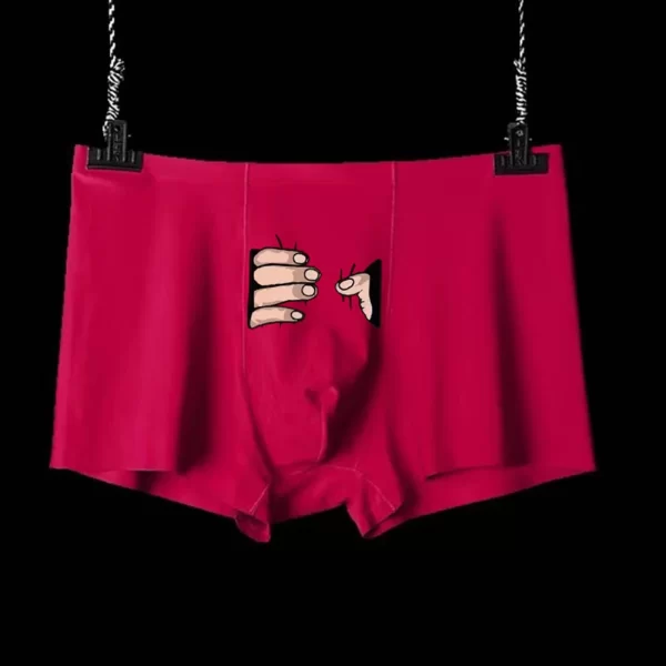 cartoon printed men's boxer brief underpants red